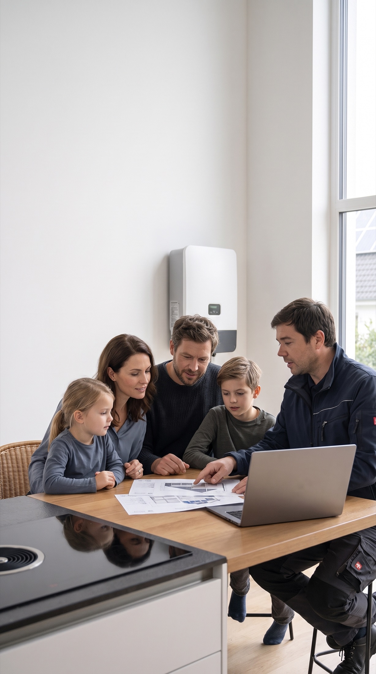 Markenmotiv einer persönlichen Energieberatung mit Planungsunterlagen