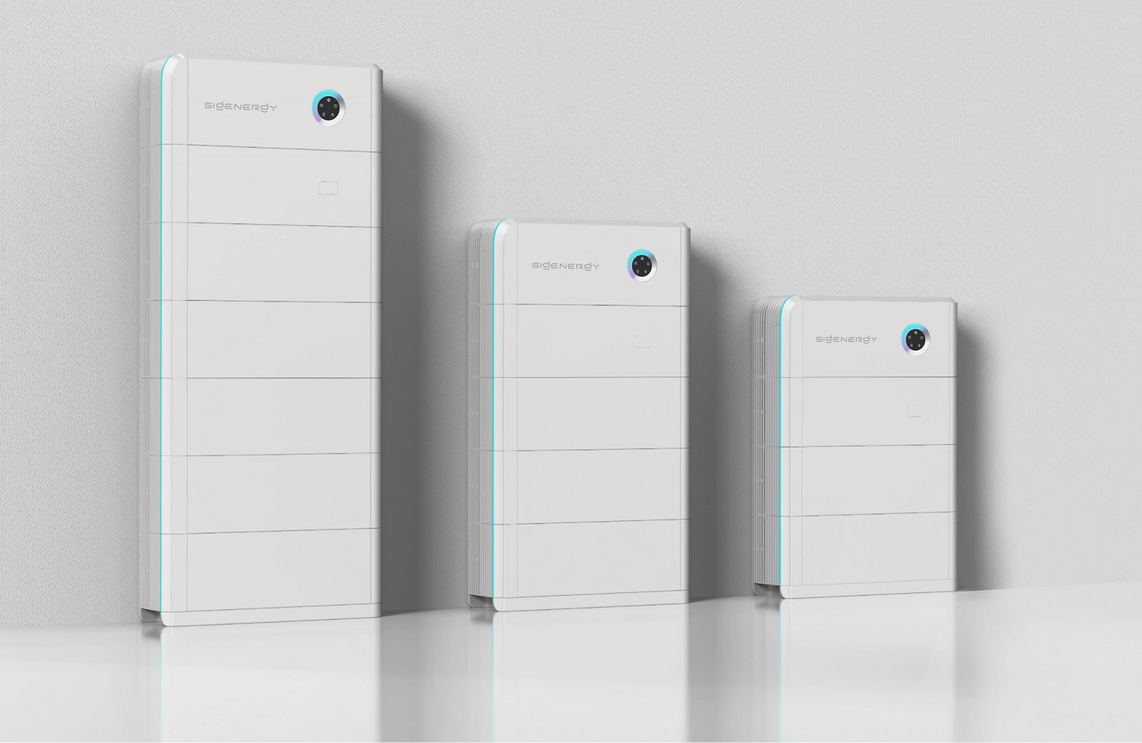 Offizielle hochauflösende Produktdarstellung mehrerer modularer Sigenergy SigenStor Energiesysteme
