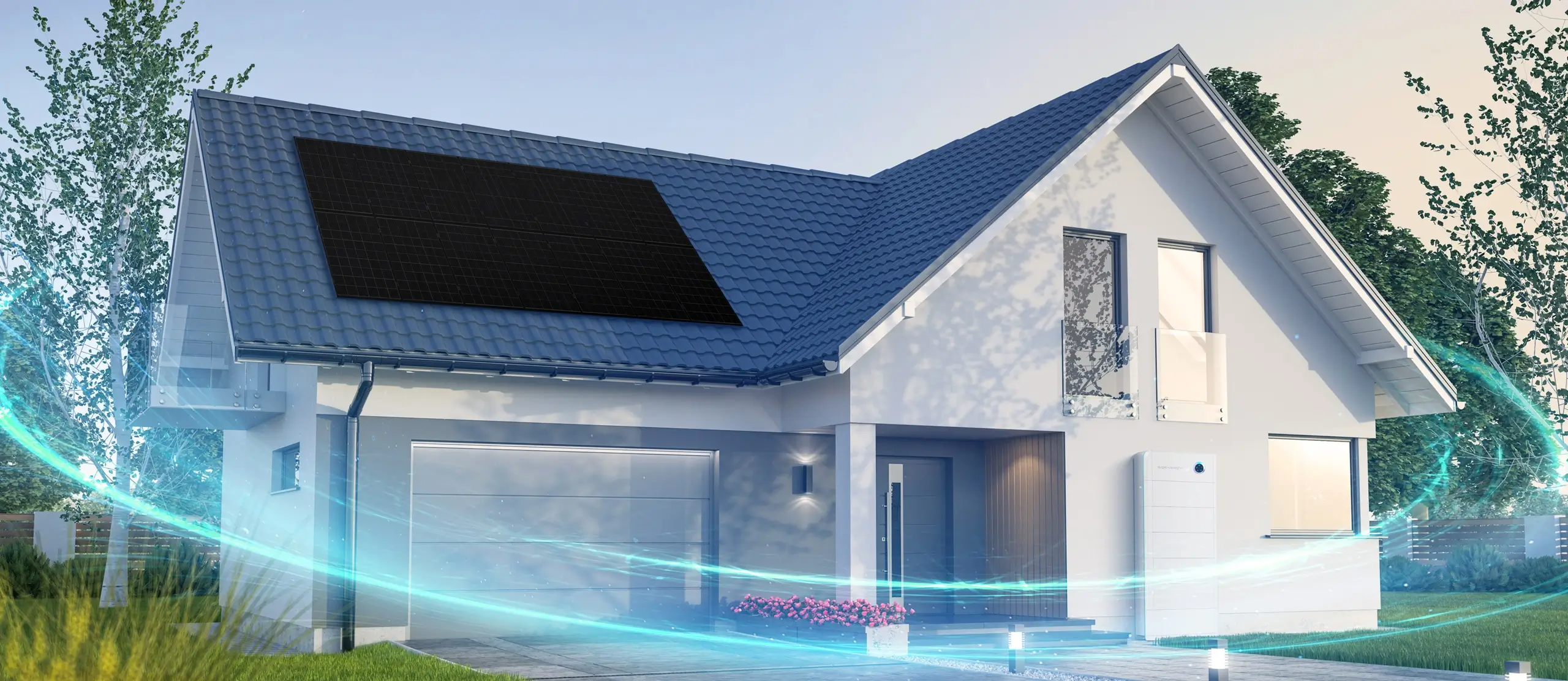 Offizielles Sigenergy-Systemmotiv eines Hauses mit Photovoltaik und SigenStor